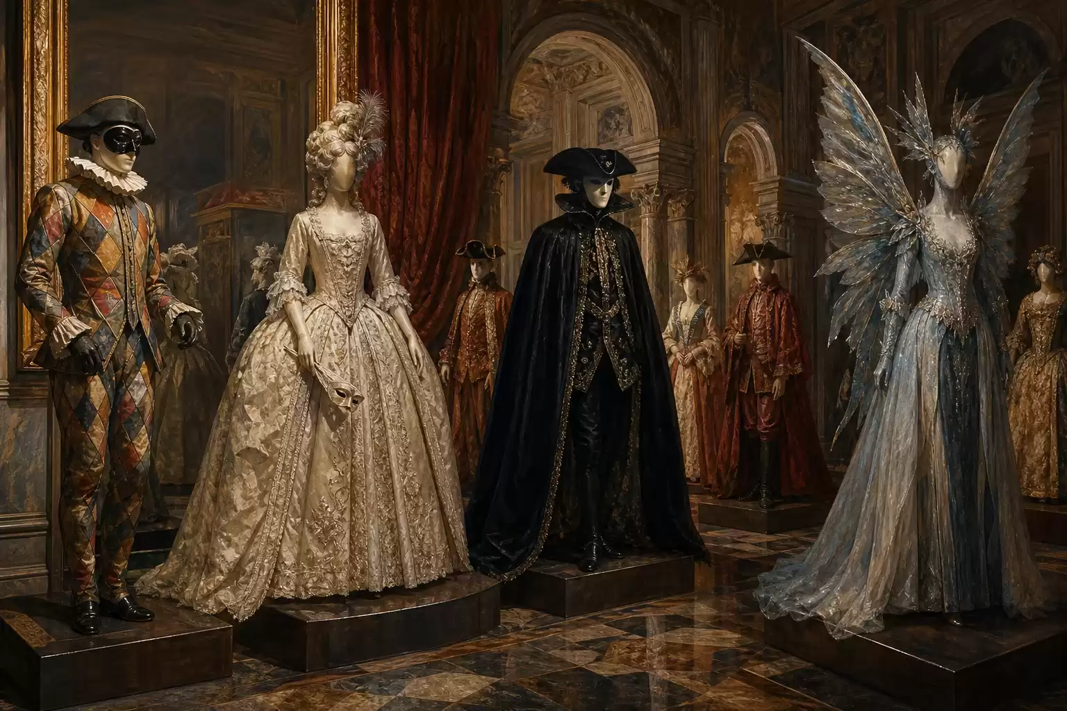 Costumes du Carnaval de Venise et personnages célèbres