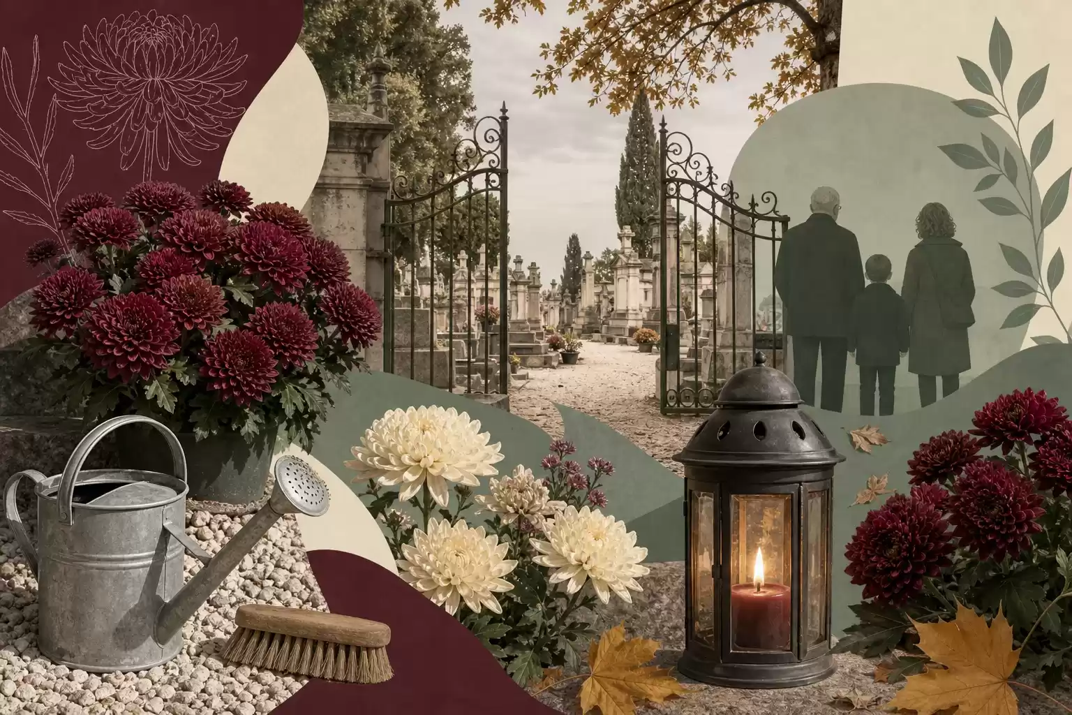 Fleurs et cimetières au Jour des morts en France