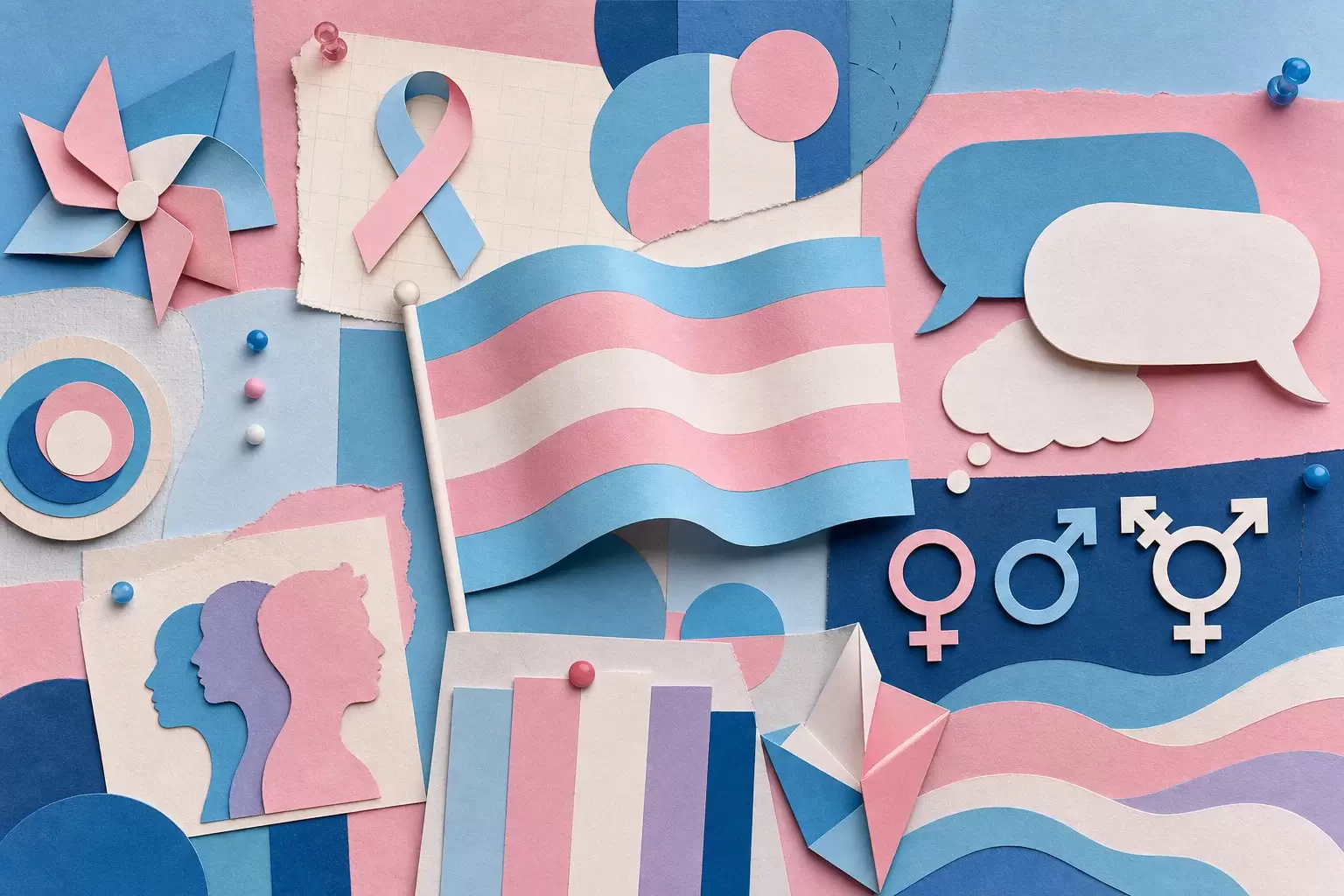 Drapeau trans, symboles et mots de la visibilité
