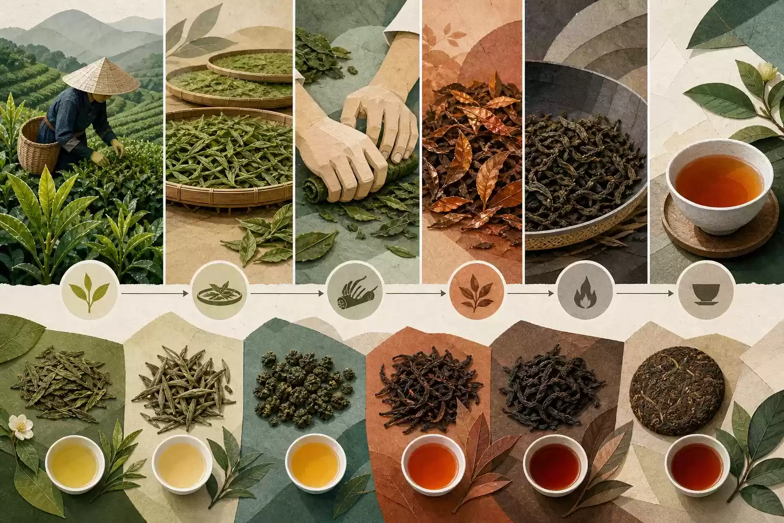 Fabrication du thé, de la feuille à la tasse
