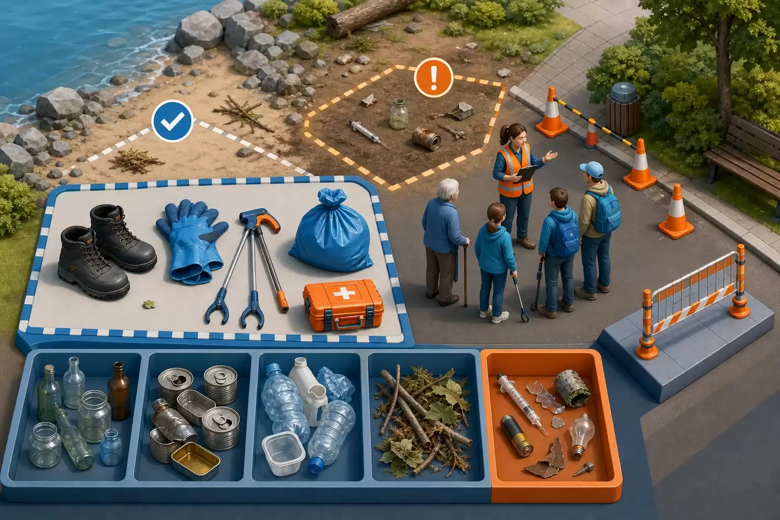 Sécurité pendant un ramassage de déchets