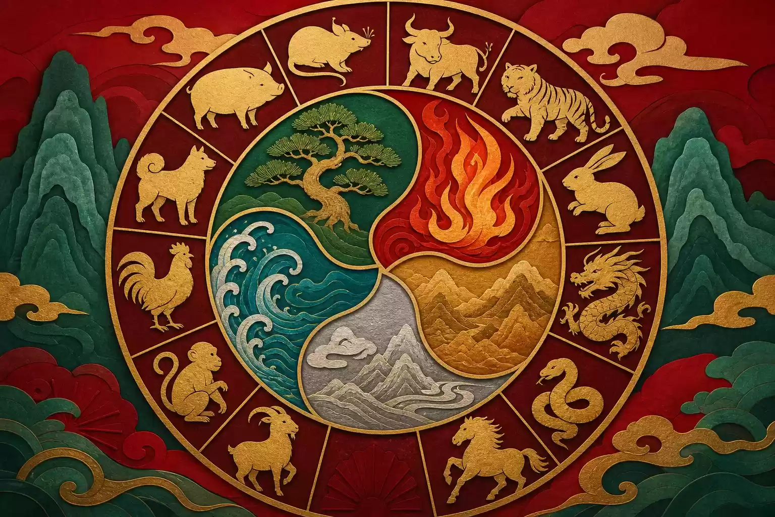 Animaux et éléments du zodiaque chinois