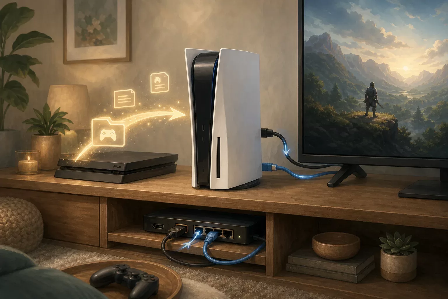 Installer une PS5 et transférer ses données PS4