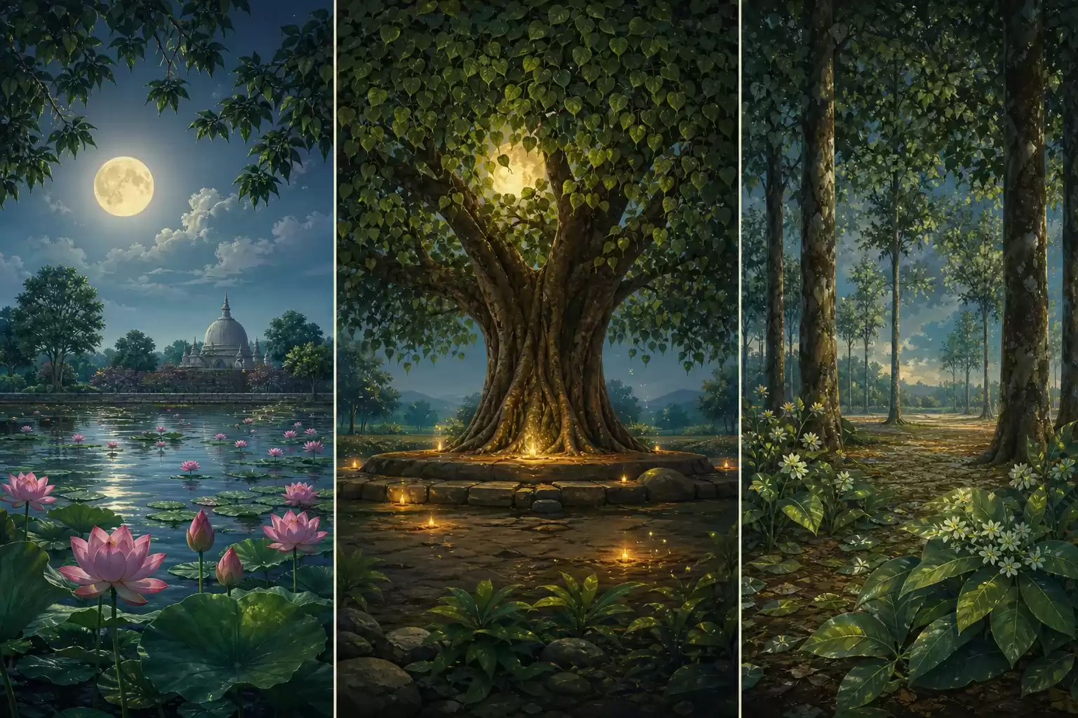 Naissance, Éveil et parinirvana du Bouddha